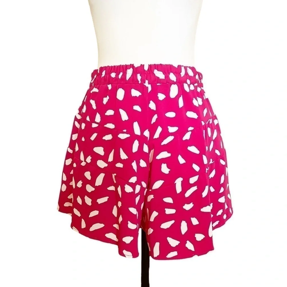 Umgee NWT Hot Pink Dalmatian Print Flounce Pull On Shorts Coquette Girl Size S
